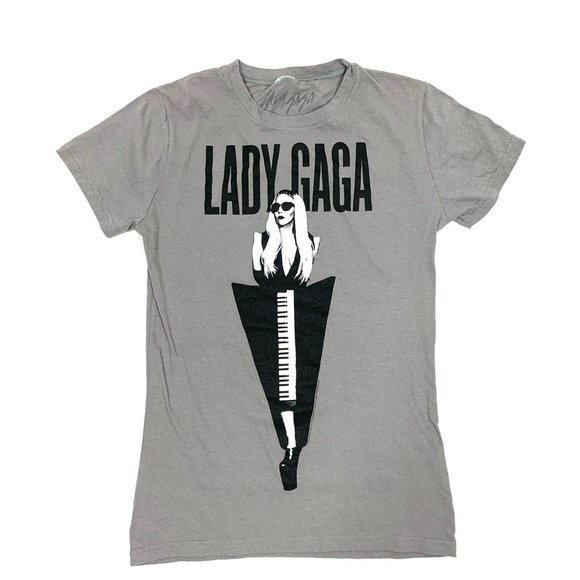 Official Lady Gaga 2012 Grey Graphic T-Shirt Girls Sz M - Picture 1 of 7